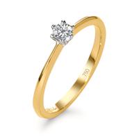 Solitaire ring 750/18 krt geel goud, 750/18K krt witgoud Diamant 0.15 ct, w-si