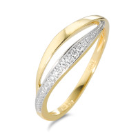 Ring 750/18 krt geel goud Diamant wit, 0.06 ct, 12 Steen, [Brillant], w-si