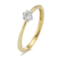 Solitaire ring 375/9 krt geel goud Diamant 0.05 ct, w-si Bi-color