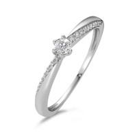 Solitaire ring 750/18K krt witgoud Diamant 0.15 ct, 21 Steen, w-si