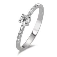 Solitaire ring 750/18K krt witgoud Diamant 0.23 ct, 9 Steen, w-si