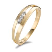 Ring 750/18 krt geel goud Diamant 0.05 ct, 3 Steen, [Brillant], w-si