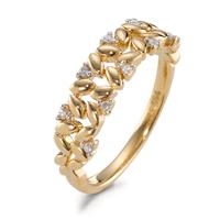 Ring 750/18 krt geel goud Diamant 0.05 ct, 9 Steen, [Brillant], w-si Bi-color