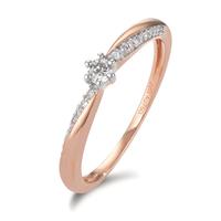 Solitaire ring 750/18 krt rood goud Diamant 0.15 ct, 21 Steen, w-si