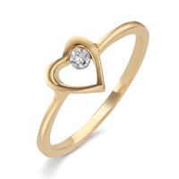 Ring 750/18 krt geel goud Diamant 0.005 ct, w-si Hart Ø6.5 mm